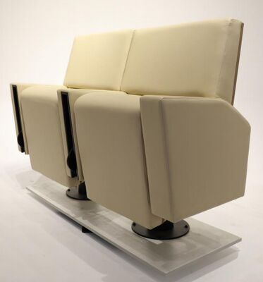 Buen precio Silla de teatro con estructura de hierro resistente FY962 con asiento abatible de doble resorte y portavasos plegable en línea