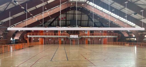 Buen precio Cortina divisoria con sistema de control eléctrico automático, tejido de alta resistencia, color personalizable para deportes de interior en línea