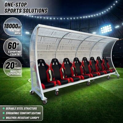 Buen precio Dugout de equipo de fútbol personalizable con techo de PC resistente a la intemperie y protección de banca portátil con garantía de 3 años en línea